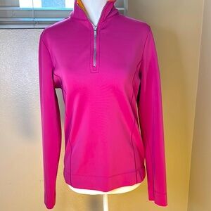 Fairway & Greene Pink Fitted Polo Long Sleeve Tee